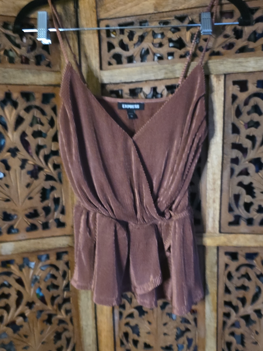 Express Brown Velvet Peplum Cami